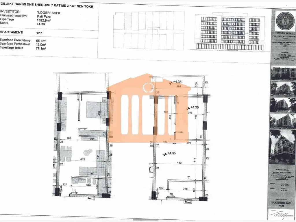Apartament 1+1 dhoma 65 m² 1 kati