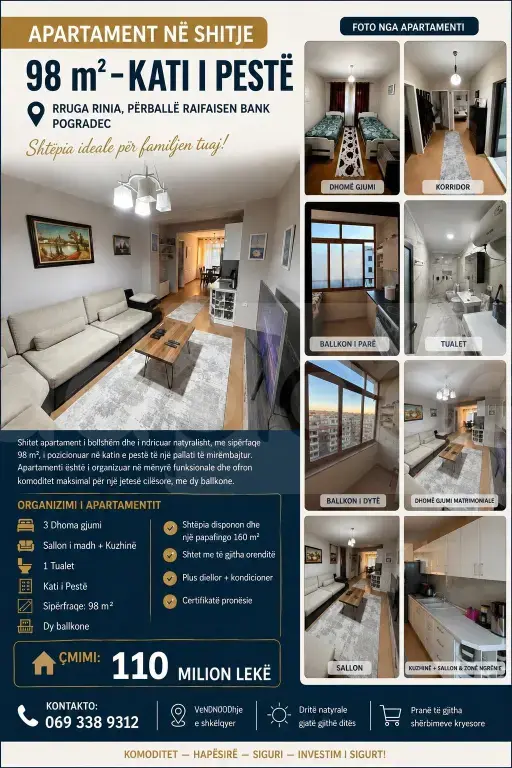 Apartament  98m² 5 floor